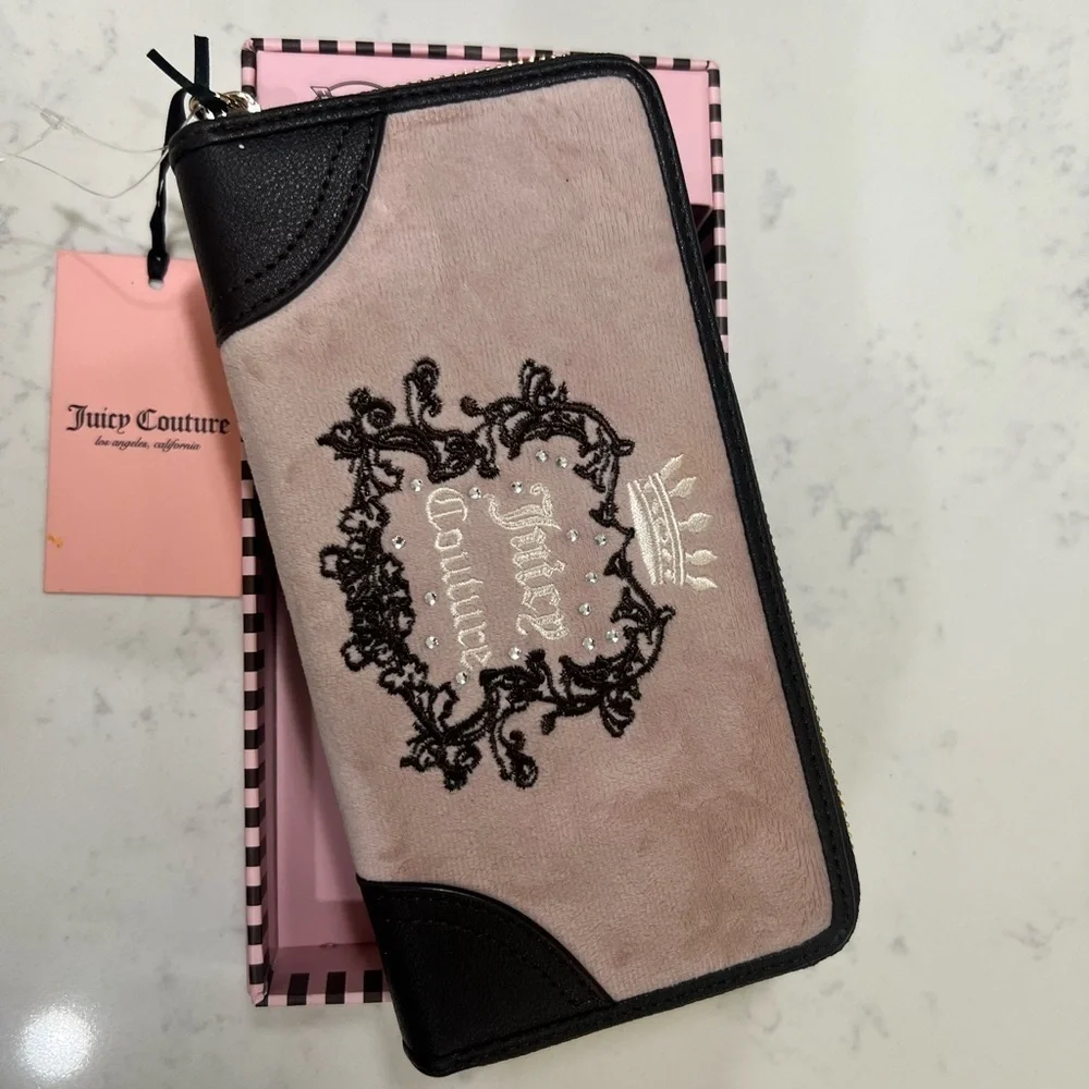 Juicy Couture Blush and Black Embroidered Wallet